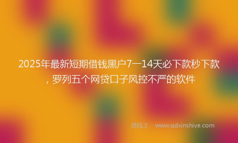 2025年最新短期借钱黑户7一14天必下款秒下款，罗列五个网贷口子风控不严的软件