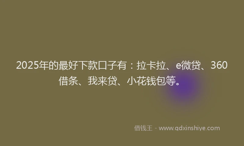 2025年的最好下款口子有：拉卡拉、e微贷、360借条、我来贷、小花钱包等。