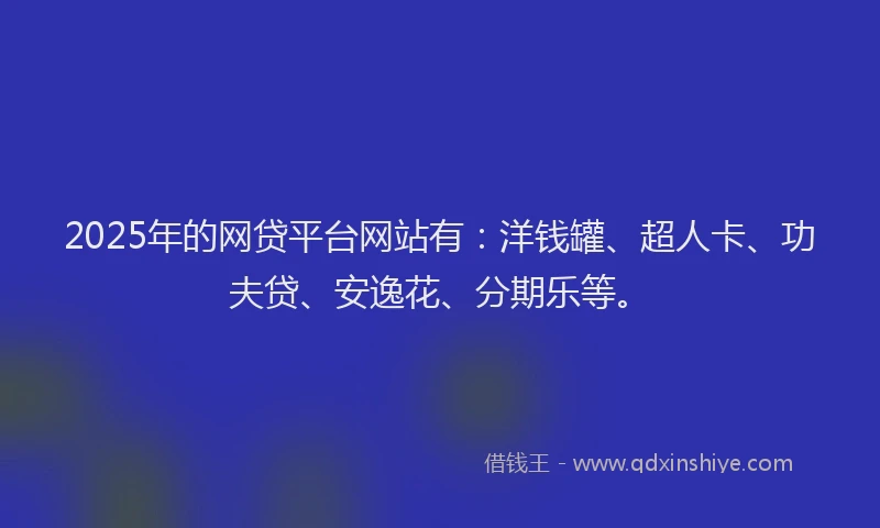 2025年的网贷平台网站有：洋钱罐、超人卡、功夫贷、安逸花、分期乐等。