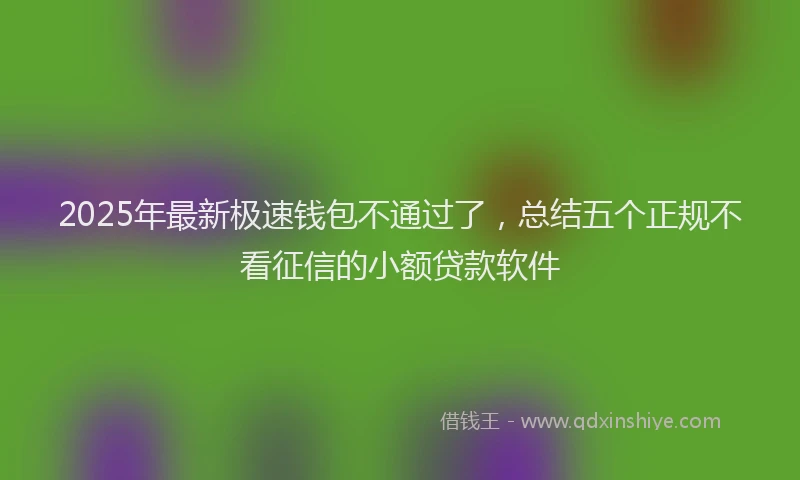 2025年最新极速钱包不通过了，总结五个正规不看征信的小额贷款软件