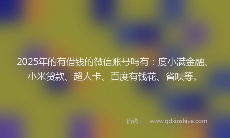 2025年的有借钱的微信账号吗有：度小满金融、小米贷款、超人卡、百度有钱花、省呗等。