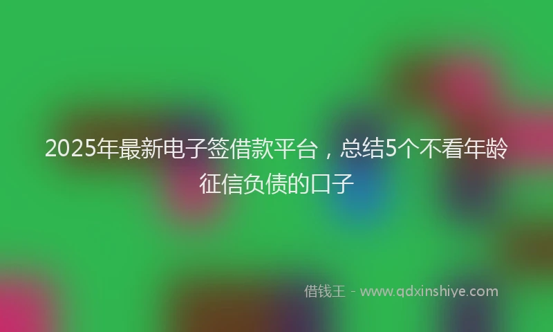 2025年最新电子签借款平台，总结5个不看年龄征信负债的口子