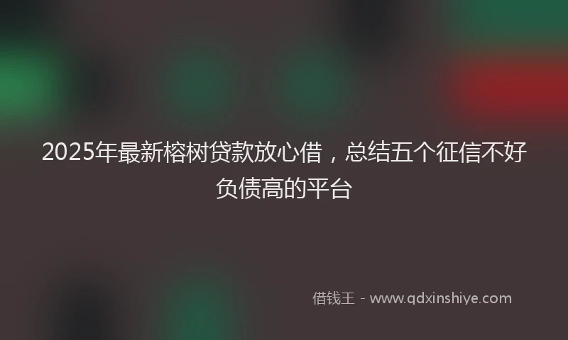 2025年最新榕树贷款放心借，总结五个征信不好负债高的平台