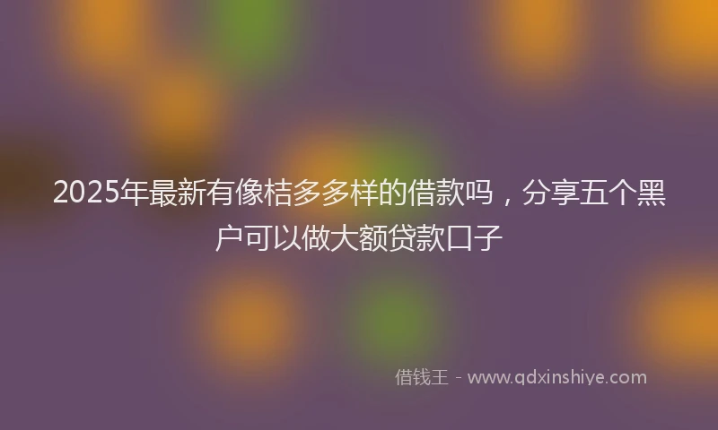 2025年最新有像桔多多样的借款吗，分享五个黑户可以做大额贷款口子
