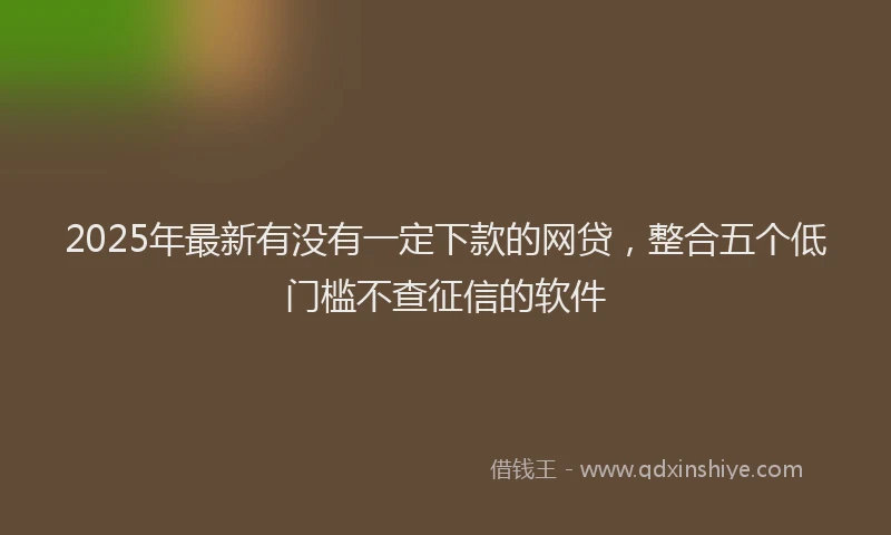 2025年最新有没有一定下款的网贷，整合五个低门槛不查征信的软件