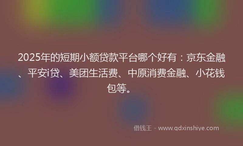 2025年的短期小额贷款平台哪个好有：京东金融、平安i贷、美团生活费、中原消费金融、小花钱包等。