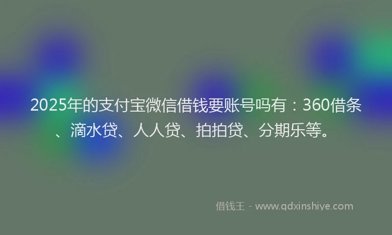 2025年的支付宝微信借钱要账号吗有：360借条、滴水贷、人人贷、拍拍贷、分期乐等。