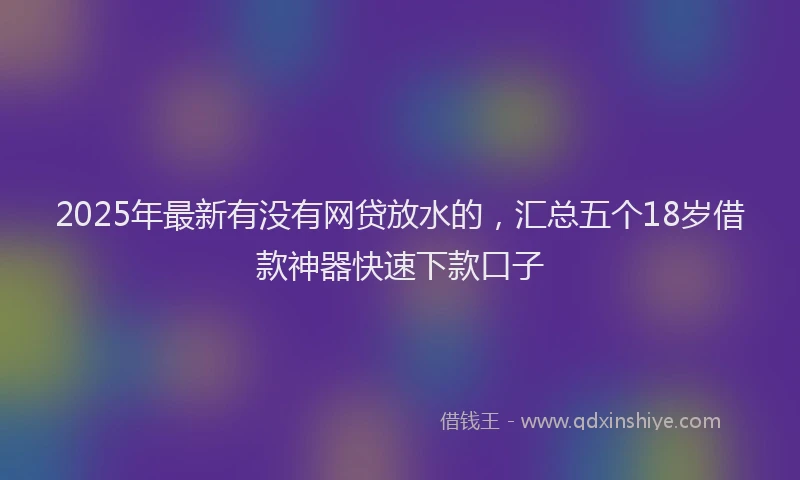 2025年最新有没有网贷放水的，汇总五个18岁借款神器快速下款口子