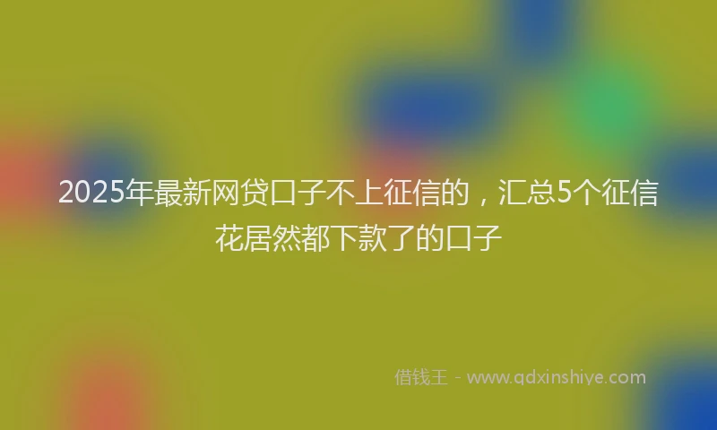 2025年最新网贷口子不上征信的，汇总5个征信花居然都下款了的口子