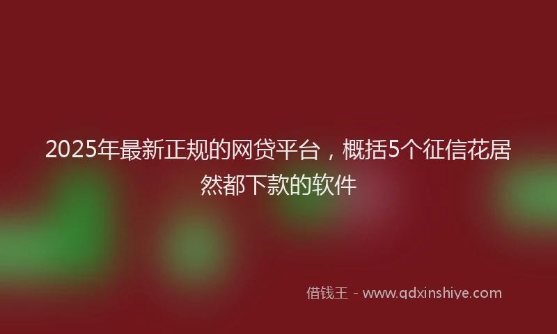 2025年最新正规的网贷平台，概括5个征信花居然都下款的软件