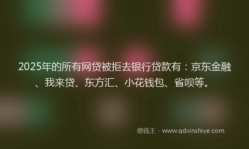 2025年的所有网贷被拒去银行贷款有：京东金融、我来贷、东方汇、小花钱包、省呗等。