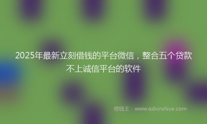 2025年最新立刻借钱的平台微信，整合五个贷款不上诚信平台的软件
