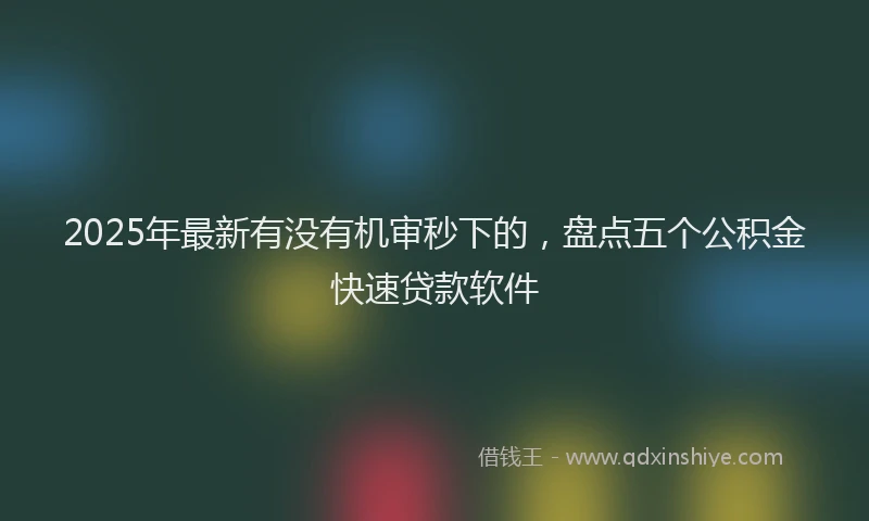 2025年最新有没有机审秒下的，盘点五个公积金快速贷款软件