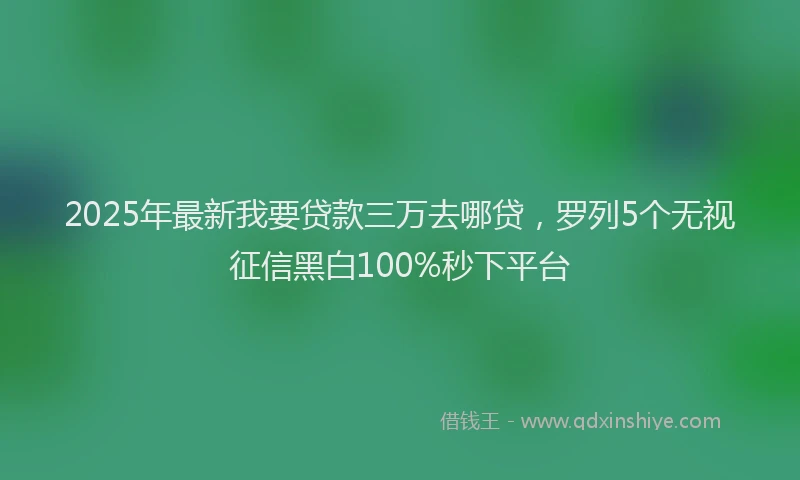 2025年最新我要贷款三万去哪贷，罗列5个无视征信黑白100%秒下平台
