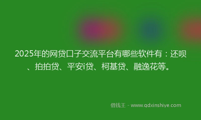 2025年的网贷口子交流平台有哪些软件有：还呗、拍拍贷、平安i贷、柯基贷、融逸花等。