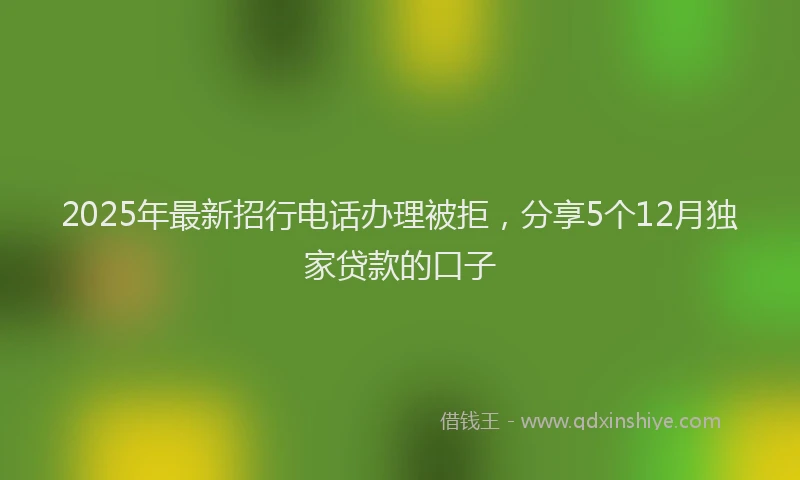 2025年最新招行电话办理被拒，分享5个12月独家贷款的口子