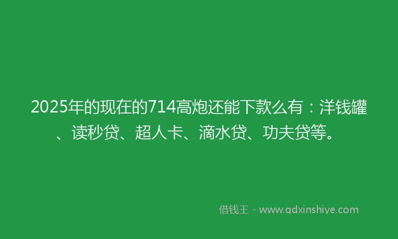 2025年的现在的714高炮还能下款么有：洋钱罐、读秒贷、超人卡、滴水贷、功夫贷等。