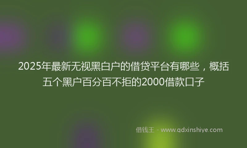 2025年最新无视黑白户的借贷平台有哪些，概括五个黑户百分百不拒的2000借款口子