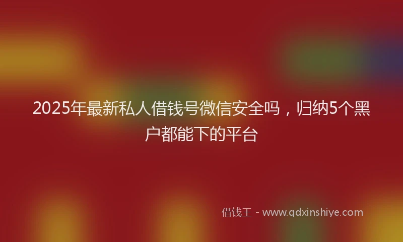 2025年最新私人借钱号微信安全吗，归纳5个黑户都能下的平台
