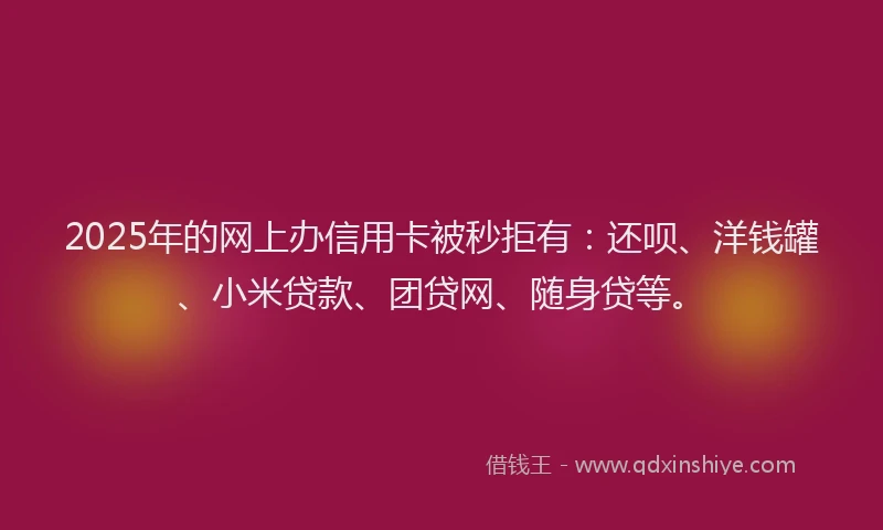 2025年的网上办信用卡被秒拒有：还呗、洋钱罐、小米贷款、团贷网、随身贷等。