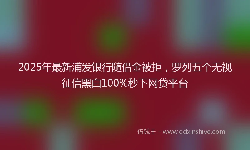 2025年最新浦发银行随借金被拒，罗列五个无视征信黑白100%秒下网贷平台