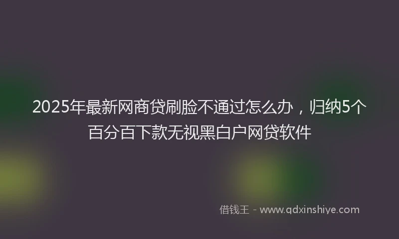 2025年最新网商贷刷脸不通过怎么办，归纳5个百分百下款无视黑白户网贷软件