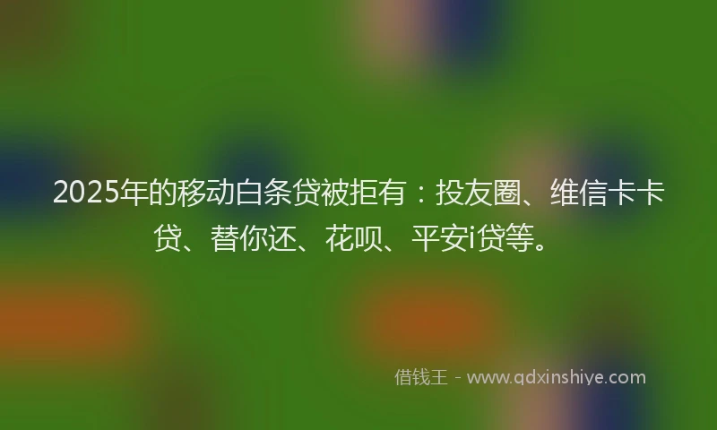 2025年的移动白条贷被拒有：投友圈、维信卡卡贷、替你还、花呗、平安i贷等。