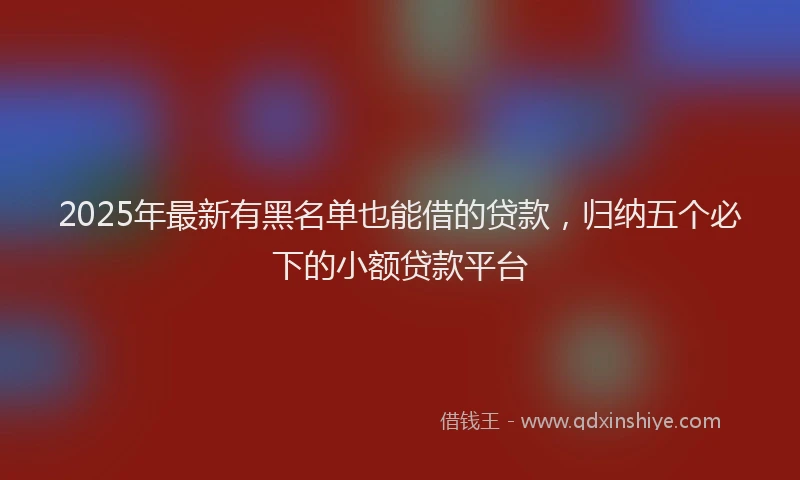 2025年最新有黑名单也能借的贷款，归纳五个必下的小额贷款平台