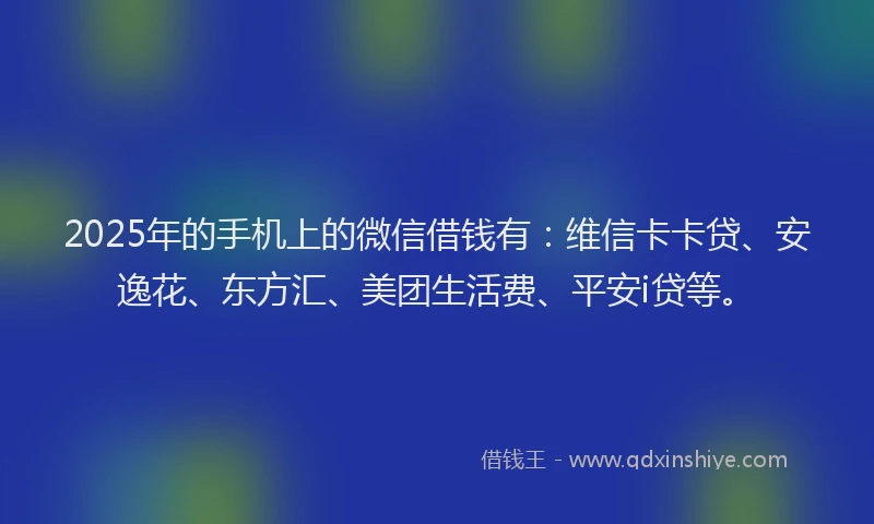 2025年的手机上的微信借钱有：维信卡卡贷、安逸花、东方汇、美团生活费、平安i贷等。