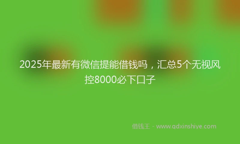 2025年最新有微信提能借钱吗，汇总5个无视风控8000必下口子