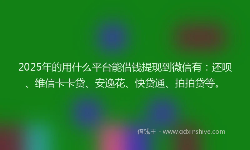 2025年的用什么平台能借钱提现到微信有：还呗、维信卡卡贷、安逸花、快贷通、拍拍贷等。