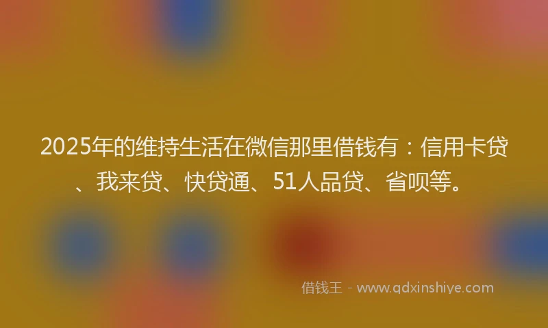 2025年的维持生活在微信那里借钱有：信用卡贷、我来贷、快贷通、51人品贷、省呗等。