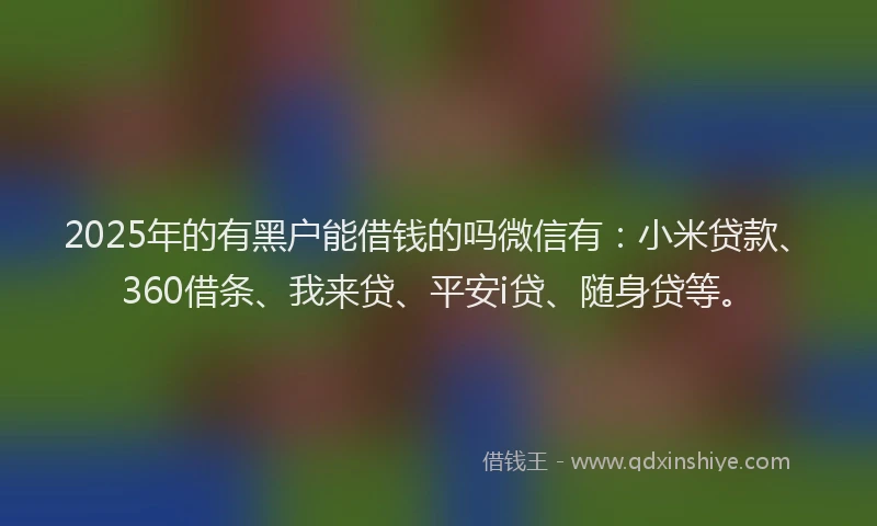 2025年的有黑户能借钱的吗微信有：小米贷款、360借条、我来贷、平安i贷、随身贷等。