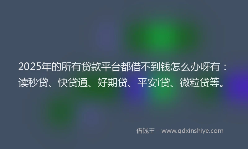 2025年的所有贷款平台都借不到钱怎么办呀有：读秒贷、快贷通、好期贷、平安i贷、微粒贷等。