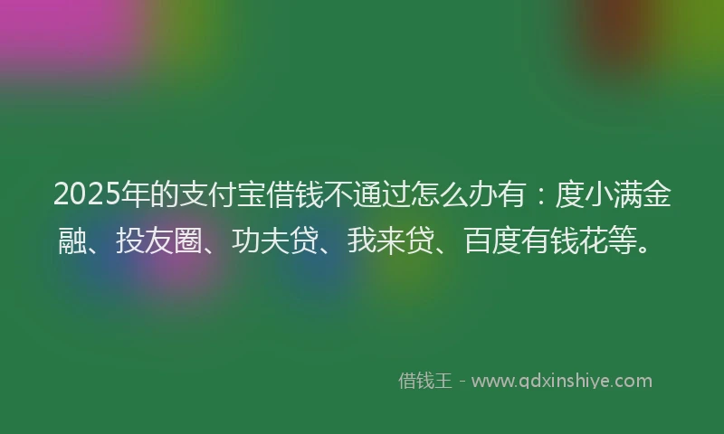 2025年的支付宝借钱不通过怎么办有：度小满金融、投友圈、功夫贷、我来贷、百度有钱花等。