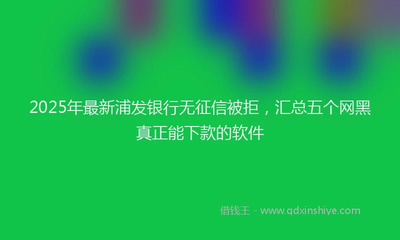 2025年最新浦发银行无征信被拒，汇总五个网黑真正能下款的软件