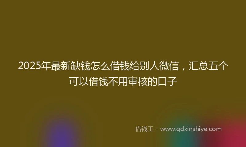 2025年最新缺钱怎么借钱给别人微信，汇总五个可以借钱不用审核的口子