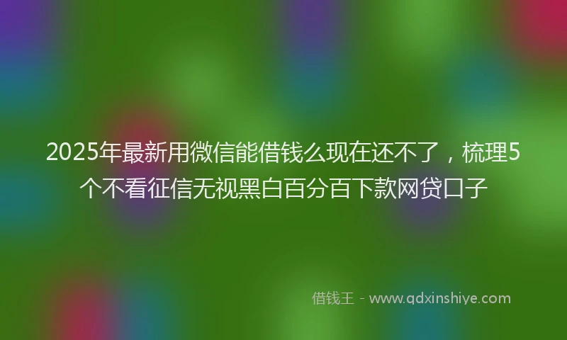 2025年最新用微信能借钱么现在还不了，梳理5个不看征信无视黑白百分百下款网贷口子