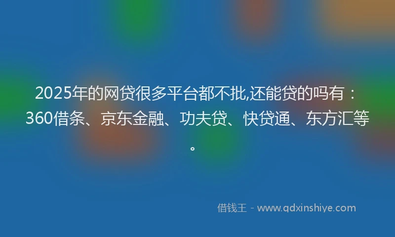 2025年的网贷很多平台都不批,还能贷的吗有：360借条、京东金融、功夫贷、快贷通、东方汇等。