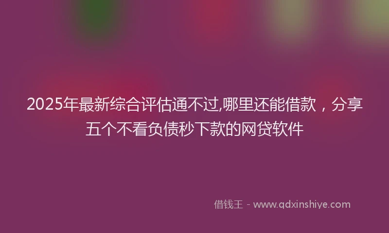 2025年最新综合评估通不过,哪里还能借款，分享五个不看负债秒下款的网贷软件