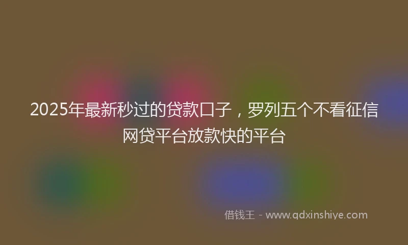 2025年最新秒过的贷款口子,罗列五个不看征信网贷平台放款快的平台