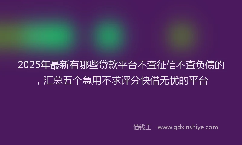 2025年最新有哪些贷款平台不查征信不查负债的，汇总五个急用不求评分快借无忧的平台