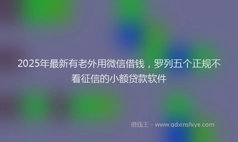 2025年最新有老外用微信借钱，罗列五个正规不看征信的小额贷款软件