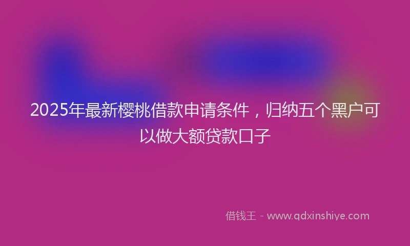 2025年最新樱桃借款申请条件，归纳五个黑户可以做大额贷款口子