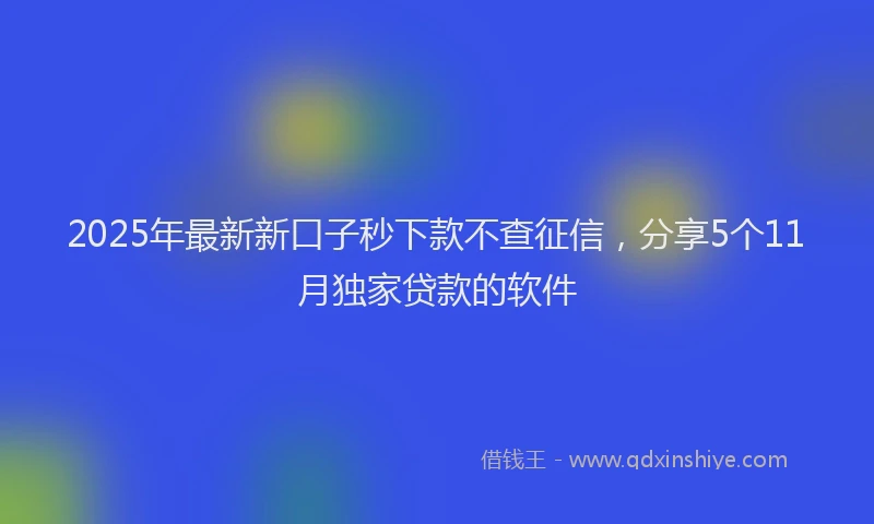 2025年最新新口子秒下款不查征信，分享5个11月独家贷款的软件