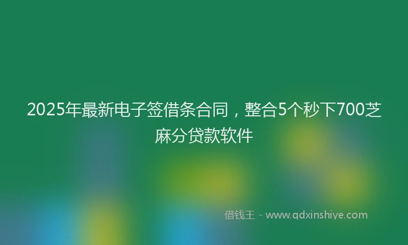 2025年最新电子签借条合同，整合5个秒下700芝麻分贷款软件