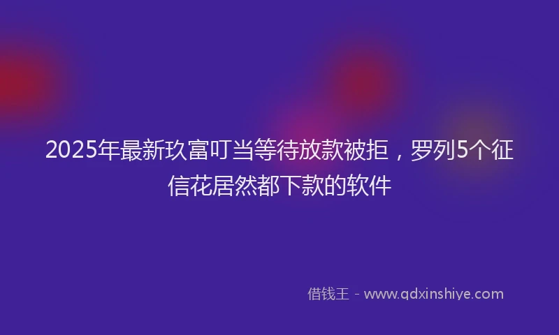 2025年最新玖富叮当等待放款被拒，罗列5个征信花居然都下款的软件