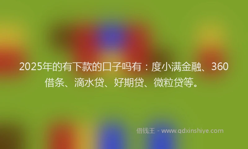2025年的有下款的口子吗有:度小满金融、360借条、滴水贷、好期贷、微粒贷等。