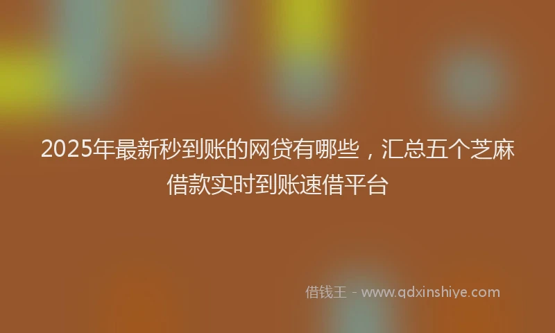 2025年最新秒到账的网贷有哪些，汇总五个芝麻借款实时到账速借平台