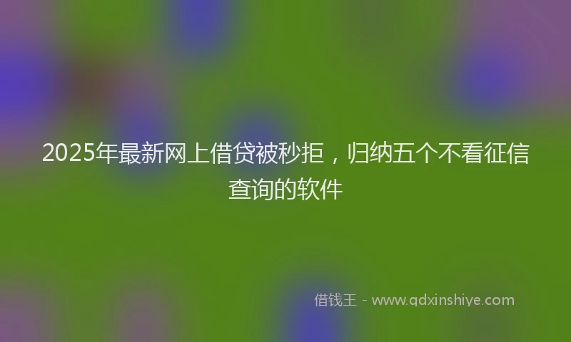 2025年最新网上借贷被秒拒，归纳五个不看征信查询的软件